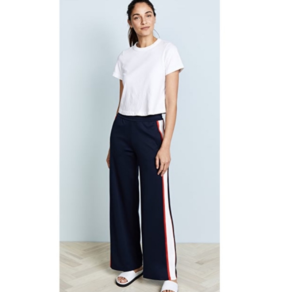 Tory Burch Sport Classic Wide Leg Track Pant size medium euc